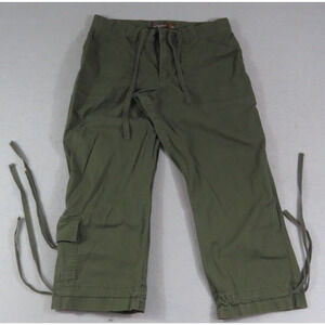 Duplex by Tyte Y2K Olive Green Cargo Capris Size 10 Drawstring Cotton M4002 BSS